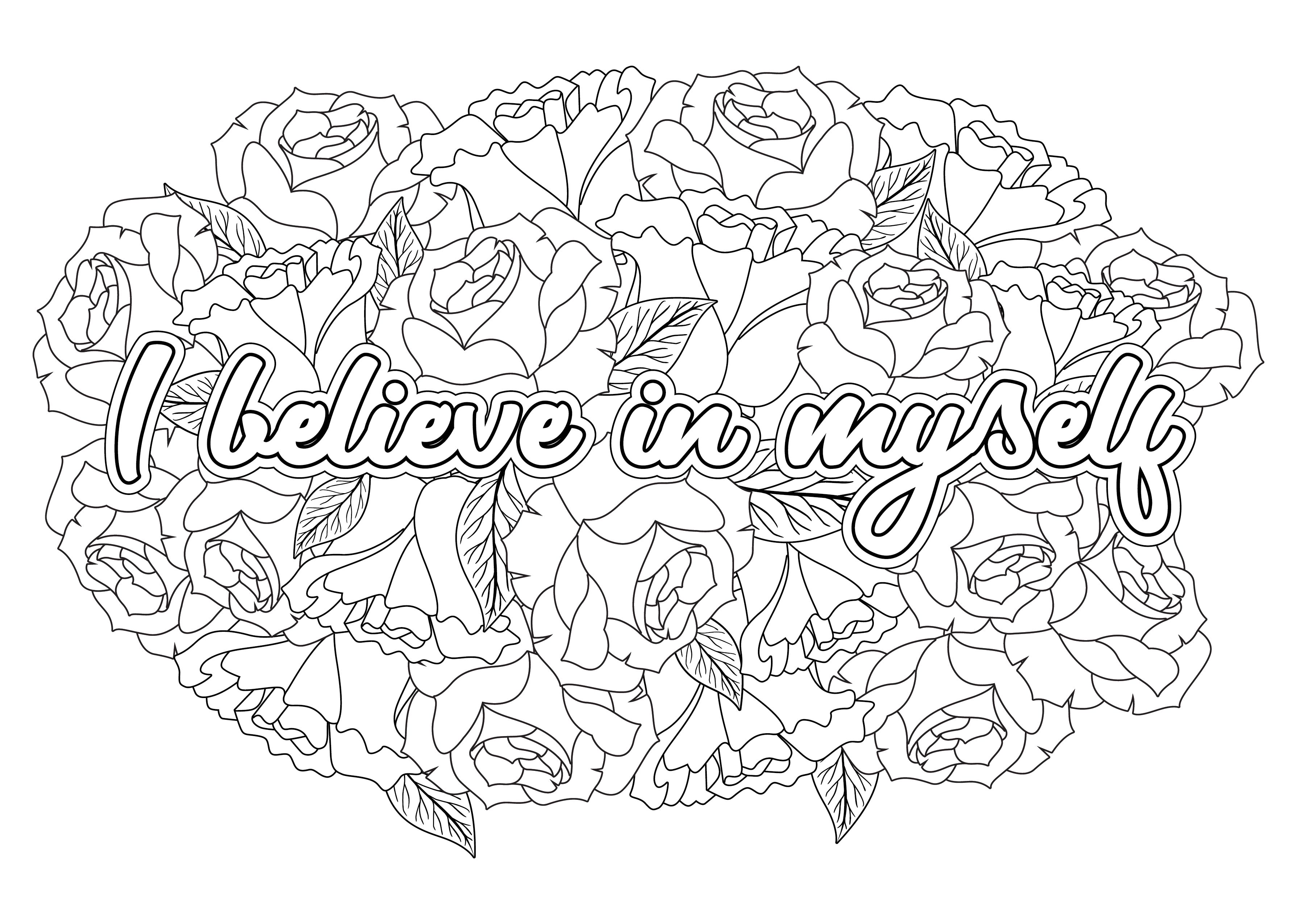 Design self love affirmation quotes coloring book pages by merlynangelia