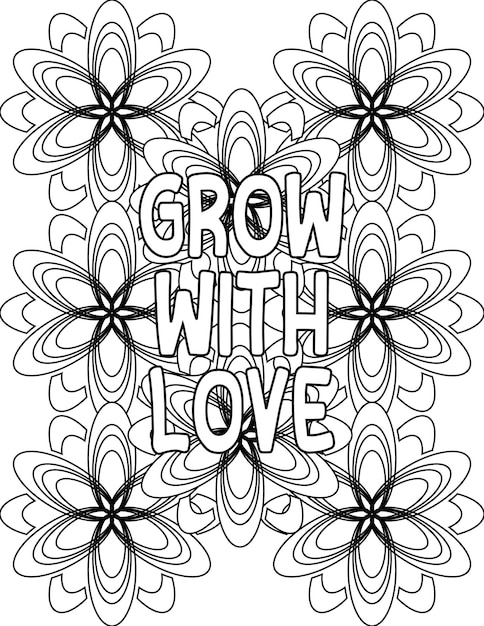 Premium vector positive affirmation coloring pages floral coloring pages for selflove for kids and adults