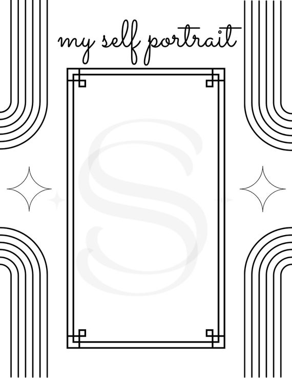 My self portrait coloring page preschool school digital downloads