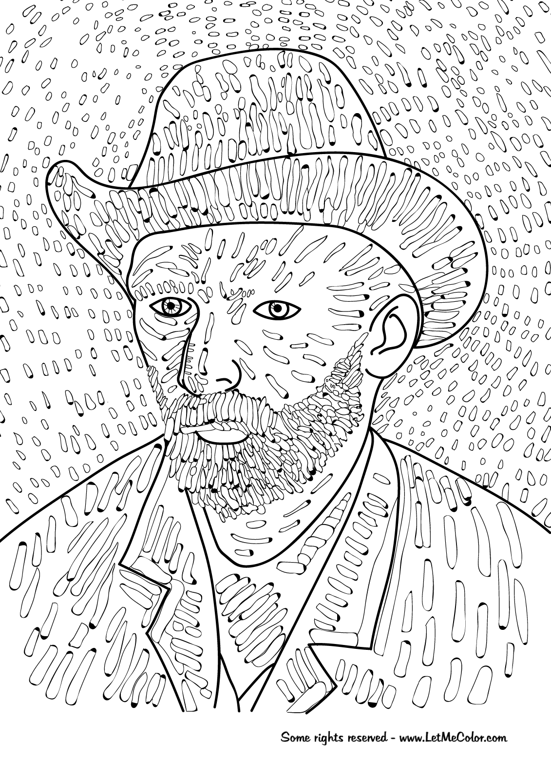 Coloring page of vincent van goghs self