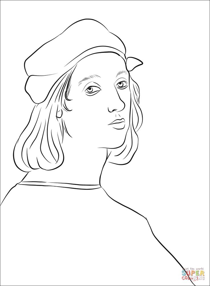 Self portrait by raphael coloring page free printable coloring pages coloring pages free printable coloring pages printable coloring pages