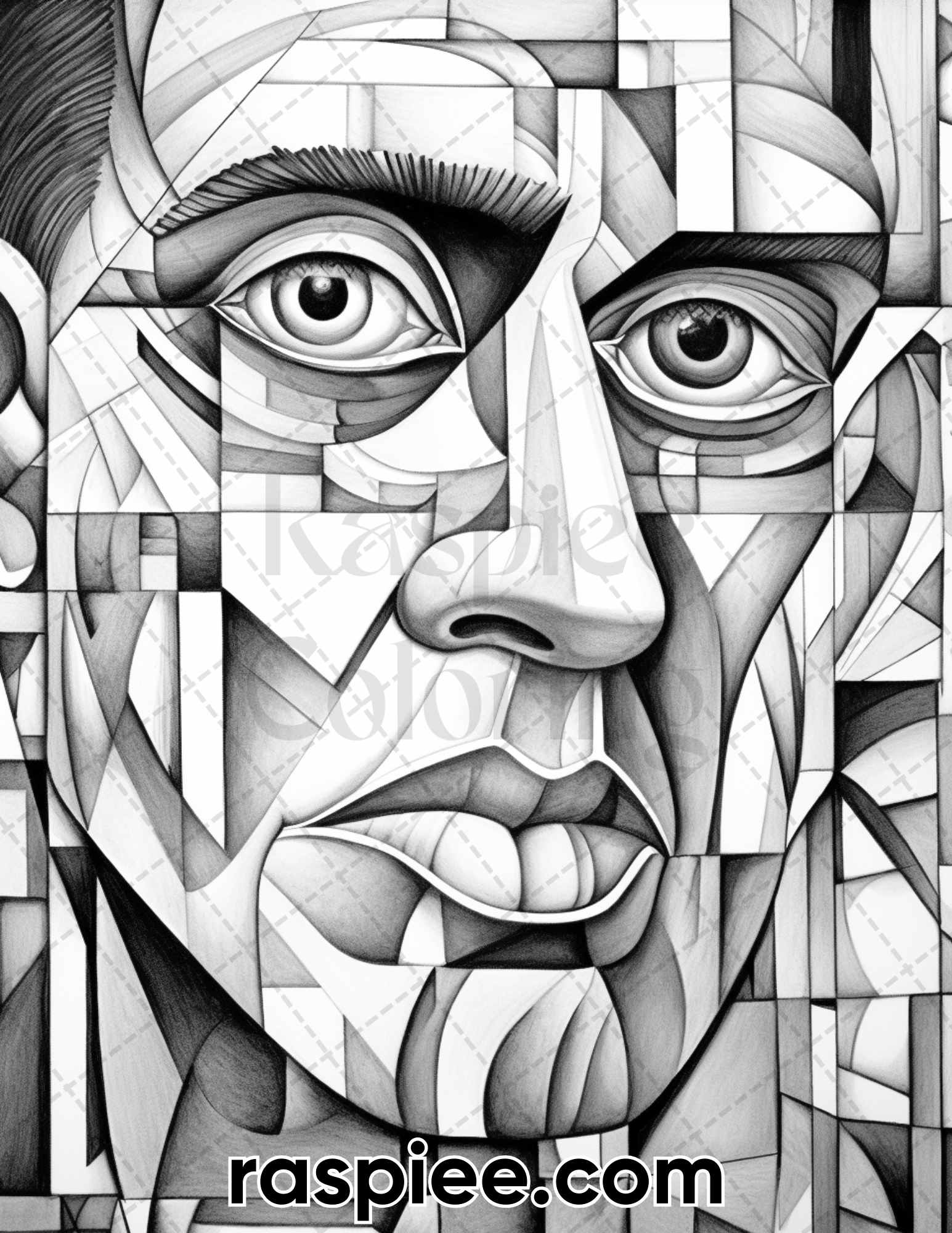 Abstract faces grayscale adult coloring pages printable pdf instan â coloring