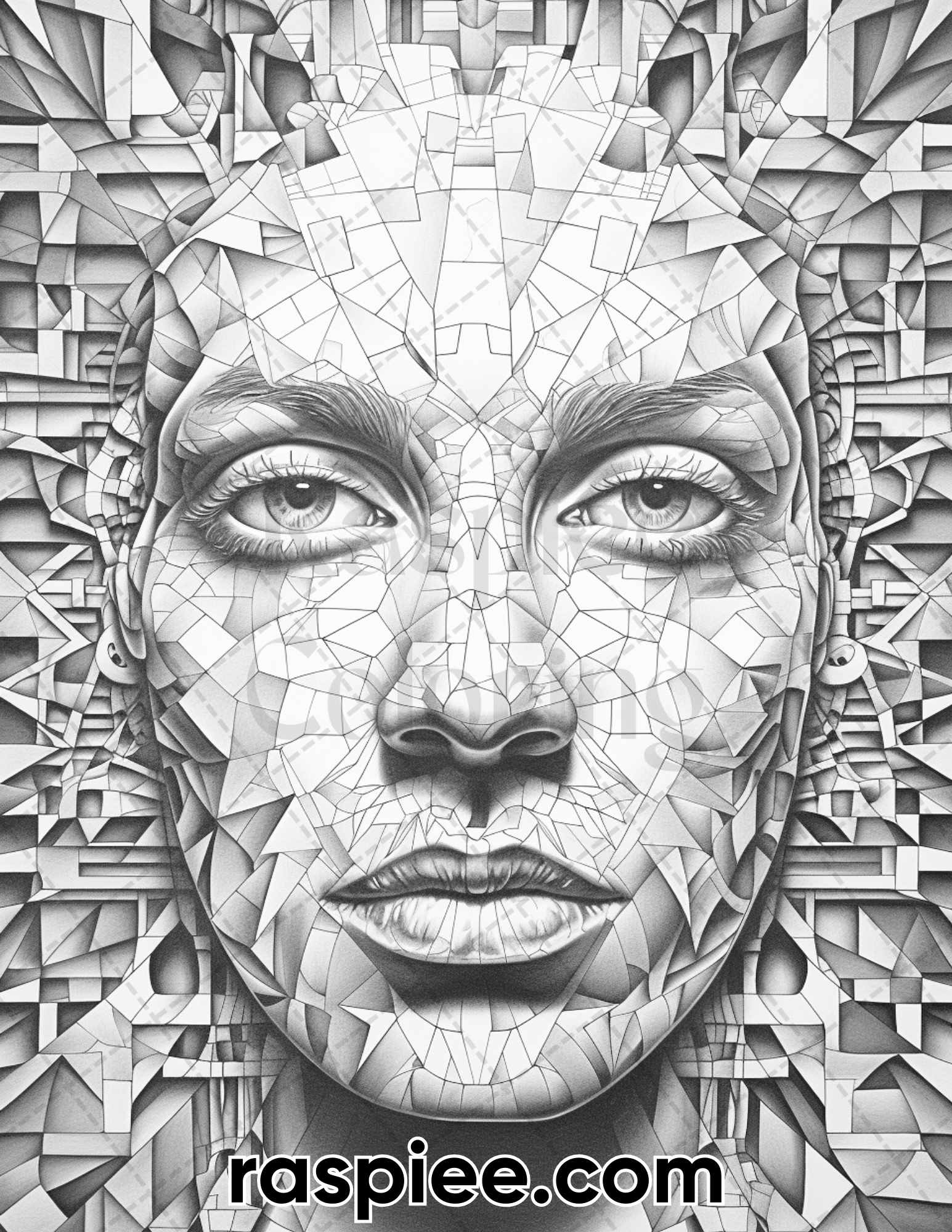 Abstract faces grayscale adult coloring pages printable pdf instan â coloring