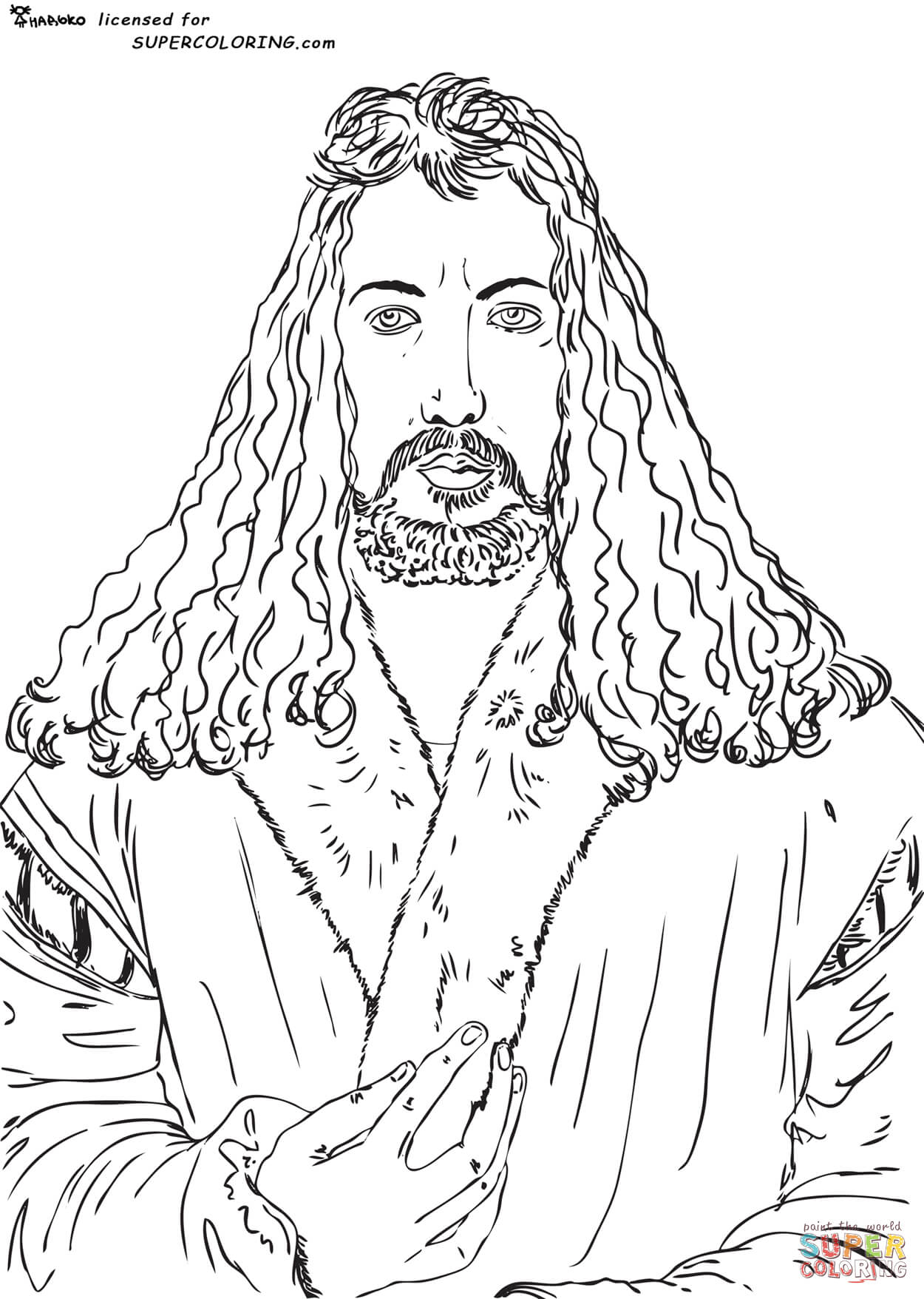 Self portrait by albrecht durer coloring page free printable coloring pages