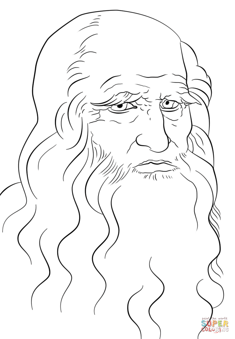 Leonardo da vinci self portrait coloring page free printable coloring pages