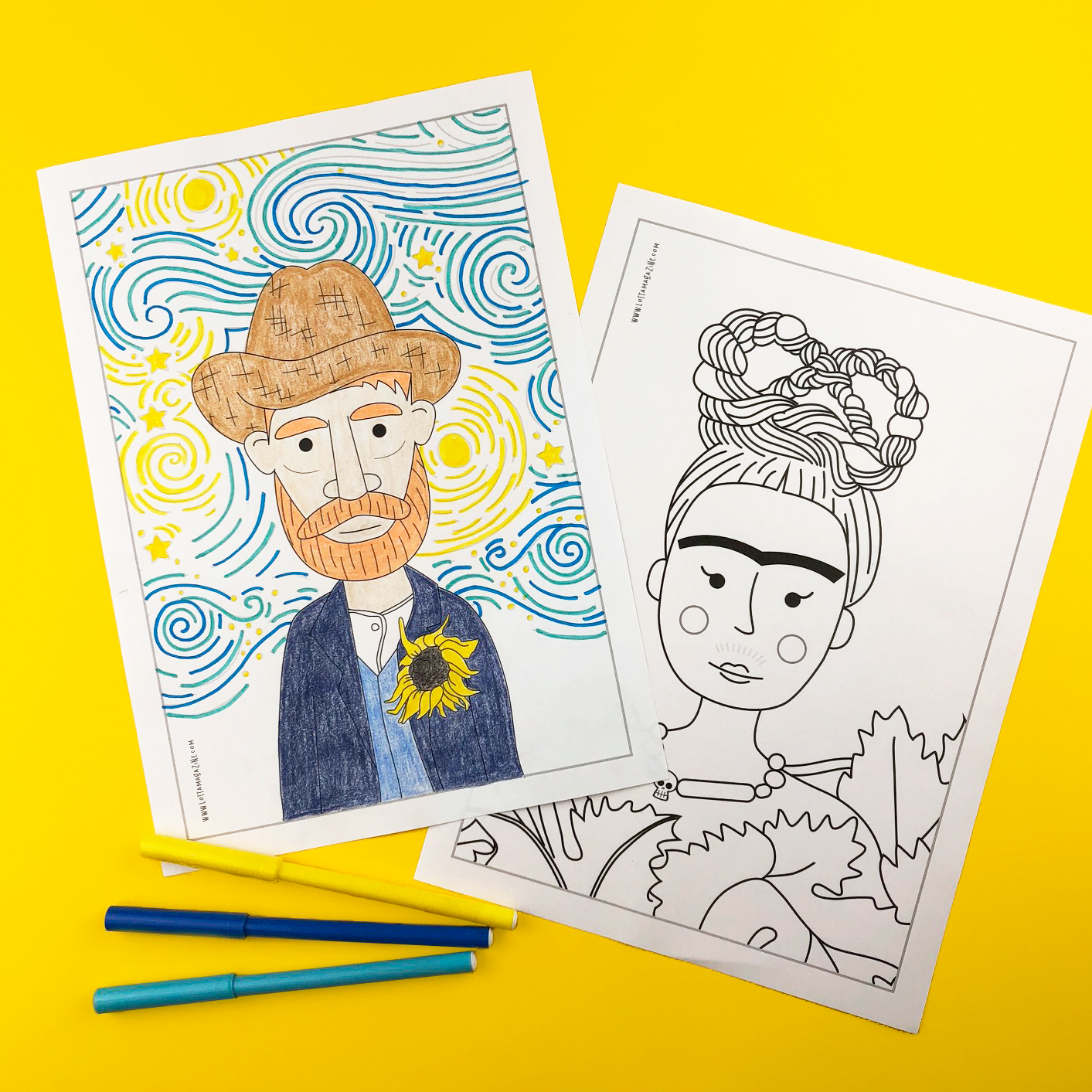 Famous artist colouring pages