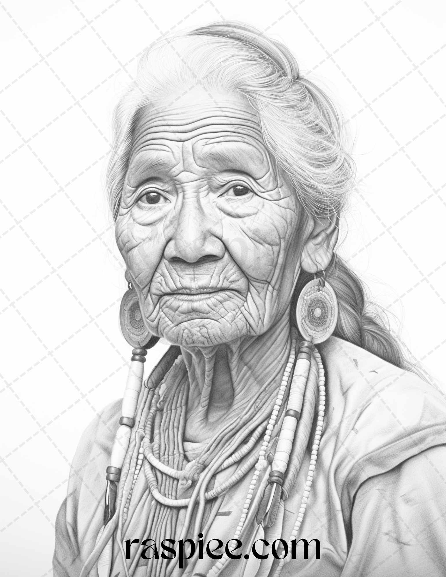 Native american portrait grayscale coloring pages printable for adults â coloring