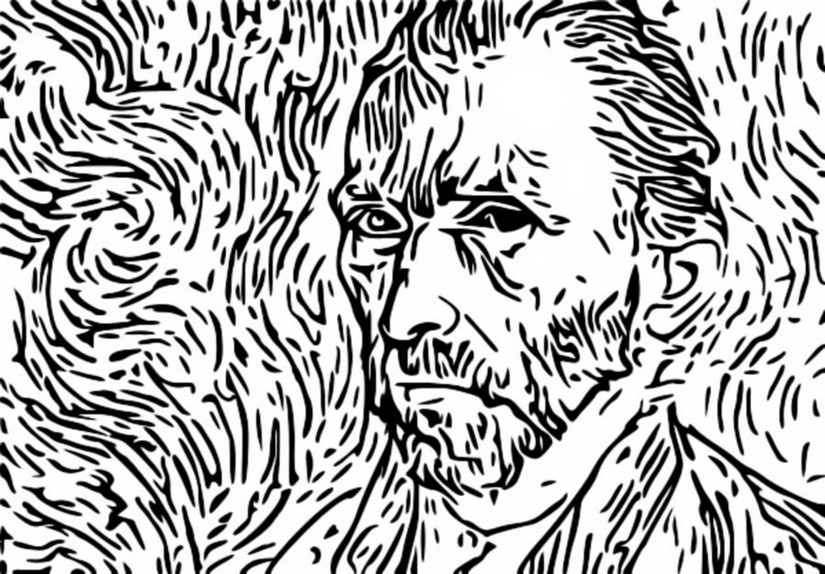 Art therapy coloring page van gogh self