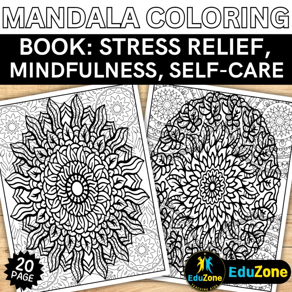 Mandala coloring book printable mandala coloring book for inner peace stress relief mindfulness made by teachers