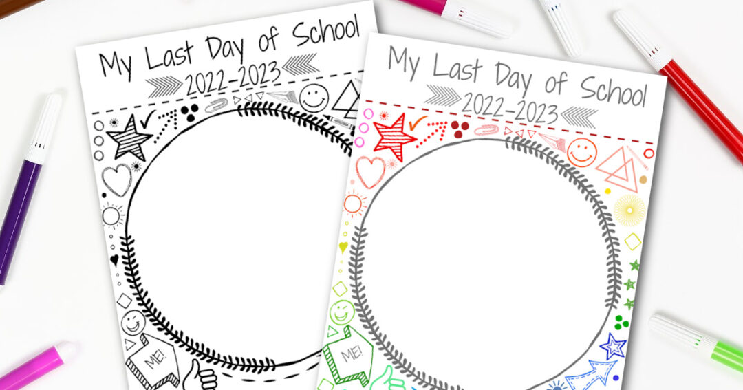 Free printable last day of school self portrait coloring page