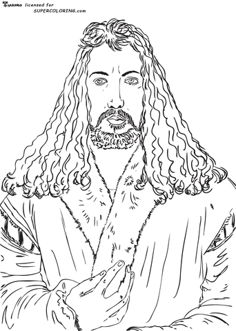 Self portrait by albrecht durer coloring page free printable coloring pages