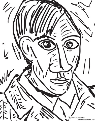 Self portrait by pablo picasso coloring page free printable coloring pages