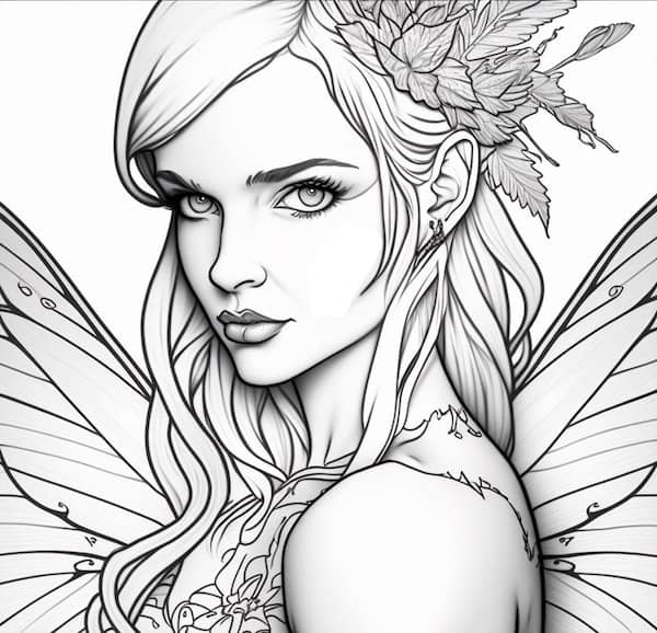 Fascinating fairy coloring pages for adults