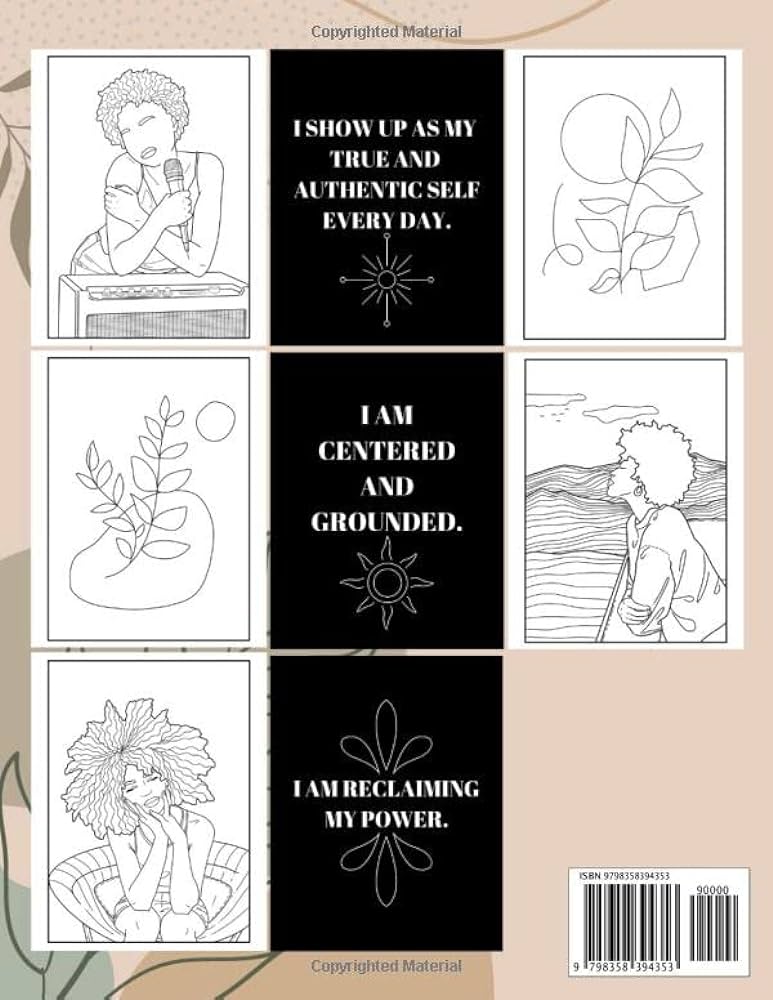 Minimalist boho self re coloring book for black women beautiful abstract and aesthetic portraits of afrin amerin women that celebrates and empowers black and brown afro amerin queens provides stress relief