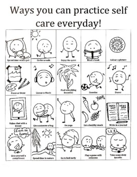 Self care poster coloring sheet by harjoyt johal tpt