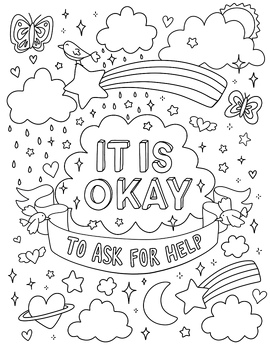 Self care mindfulness inspirational positivity coloring pages pack