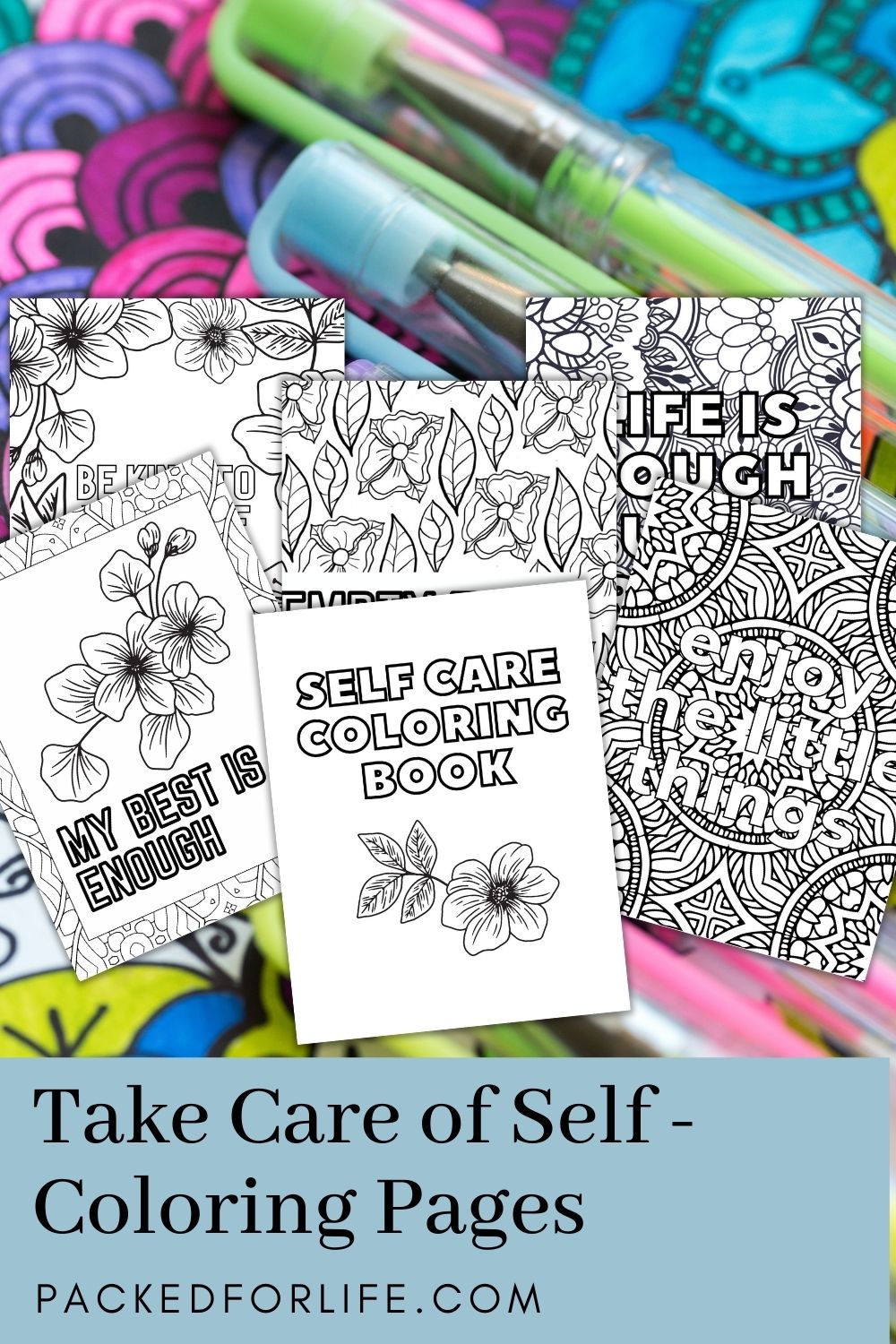 Self care coloring pages â packed for life