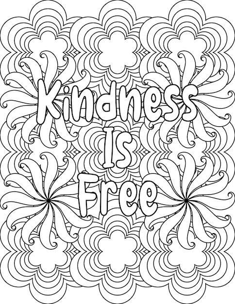 Premium vector motivational quote coloring pages floral coloring pages for selfcare for kids and adults