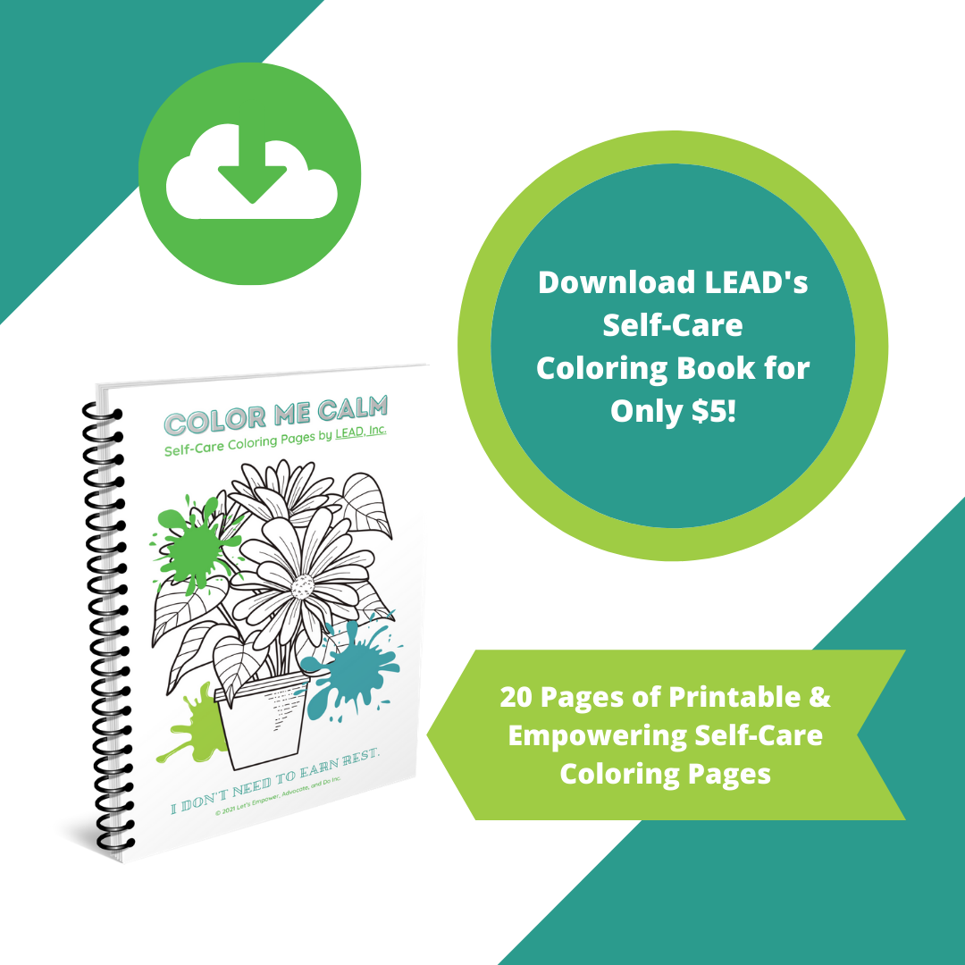 Donate now leads self care coloring book by lets empower advocate and do lead inc