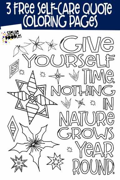 Free self care coloring pages â stevie doodles