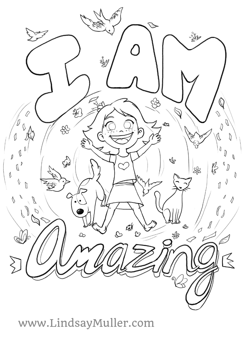 Self esteem colouring pages for kids