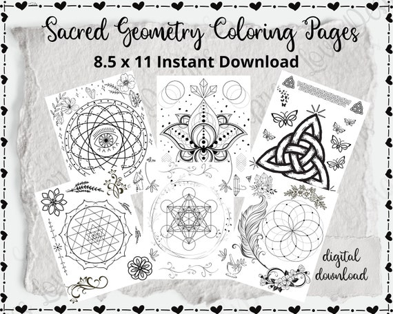 Sacred geometry coloring pages for relaxation mental health self love self care adult teen printable coloring jpg and pdf