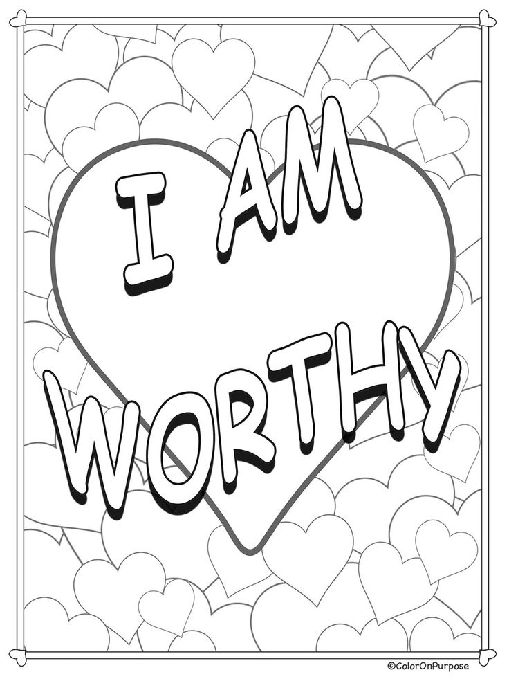 Mental health affirmation coloring pages positive core belief affirmations self esteem affirmation coloring page printable