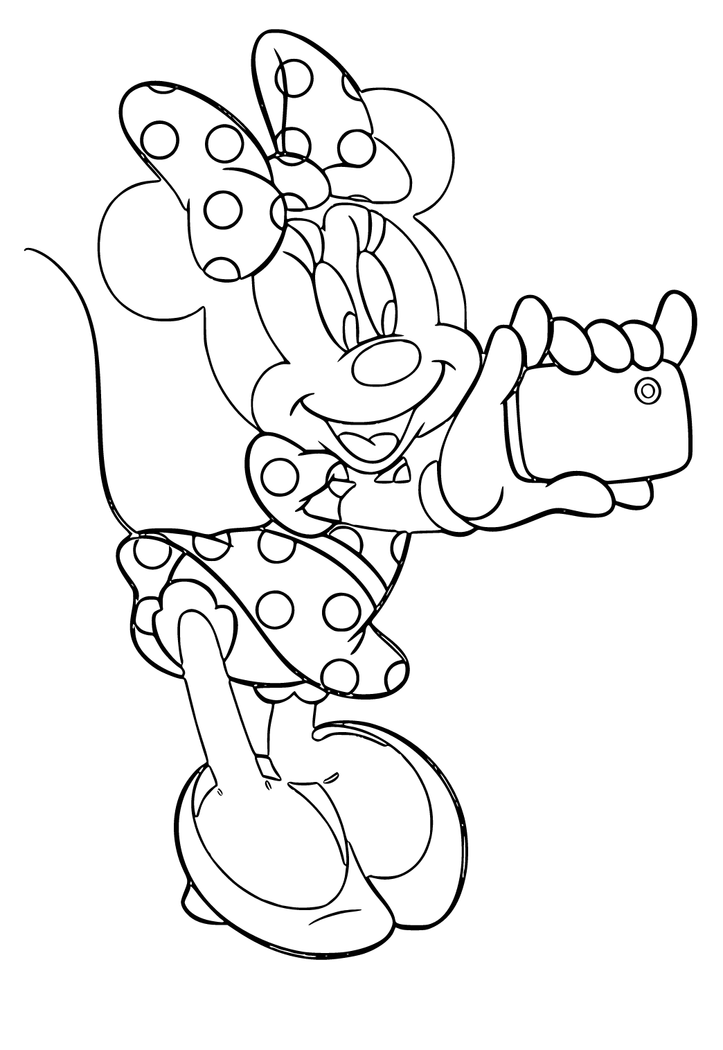 Free printable minnie mouse selfie coloring page for adults and kids