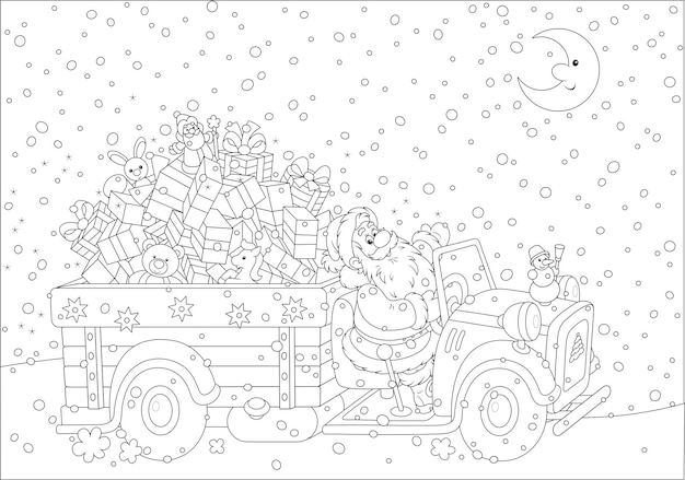 Christmas truck coloring page printable