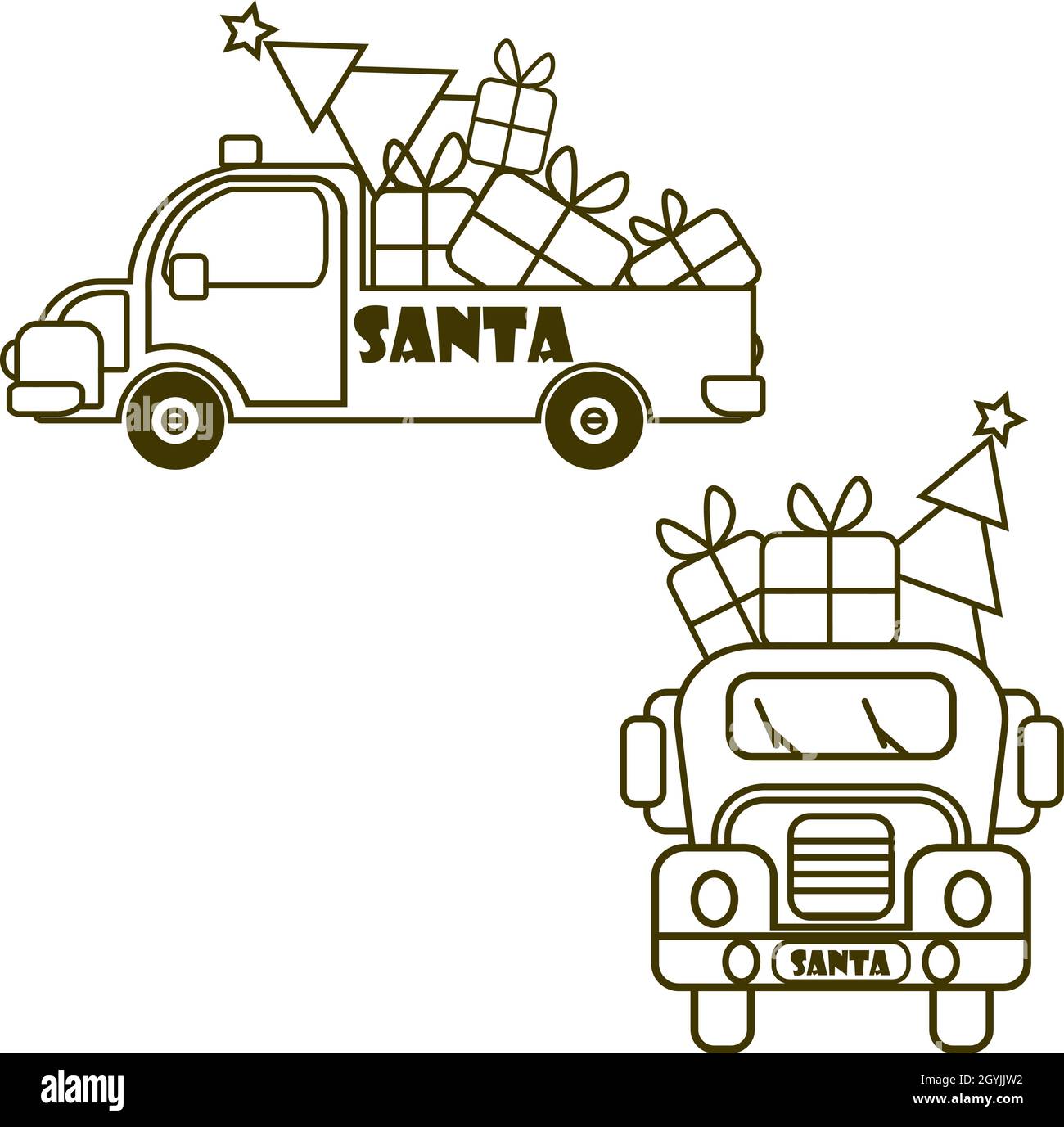 Red truck christmas tree cut out stock images pictures