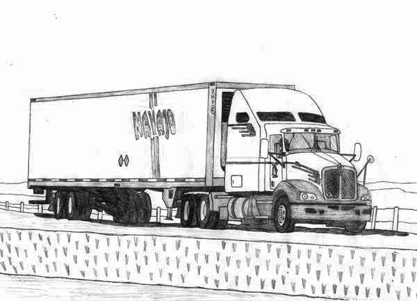 Wheeler semi truck coloring page