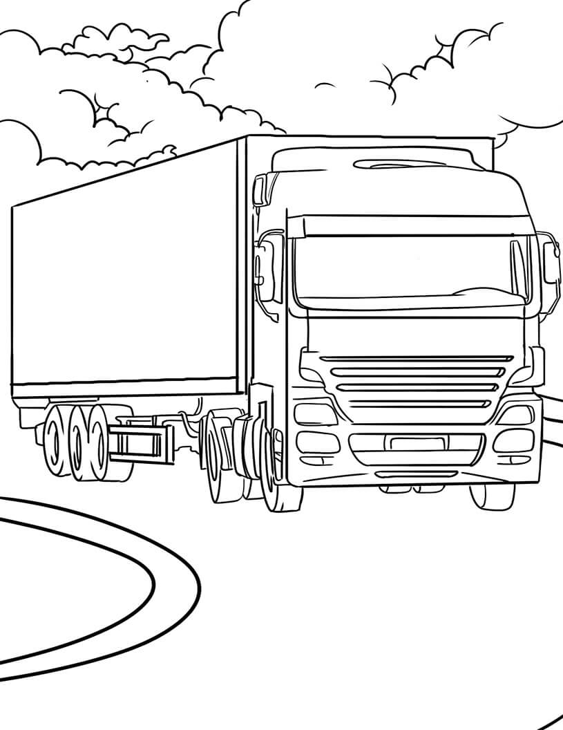 Van trailer truck coloring page