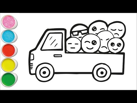 Eoji truck drawing painting and coloring for kids toddlers how to draw truck