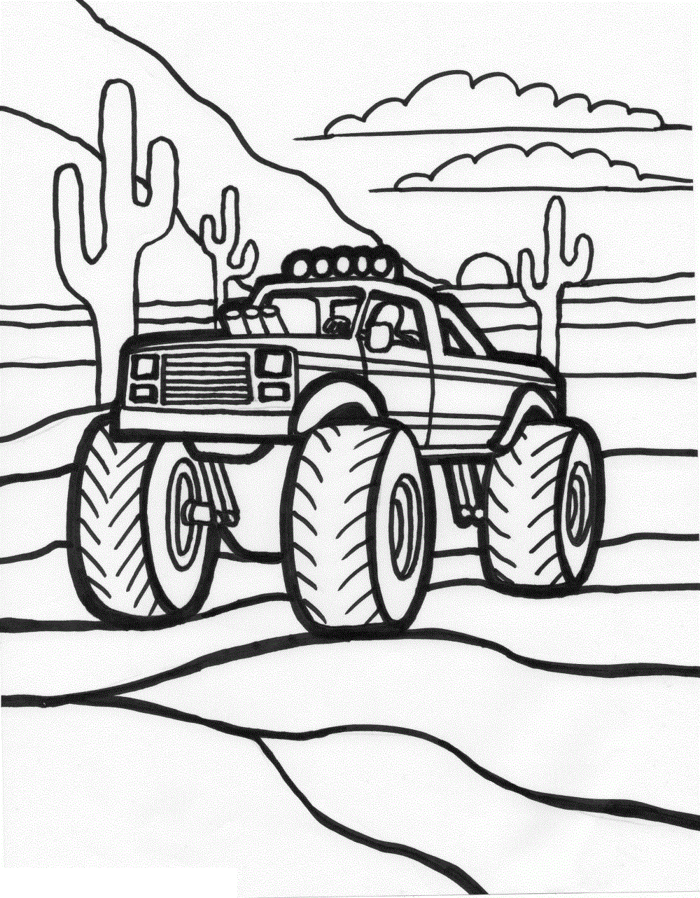 Free printable monster truck coloring pages for kids