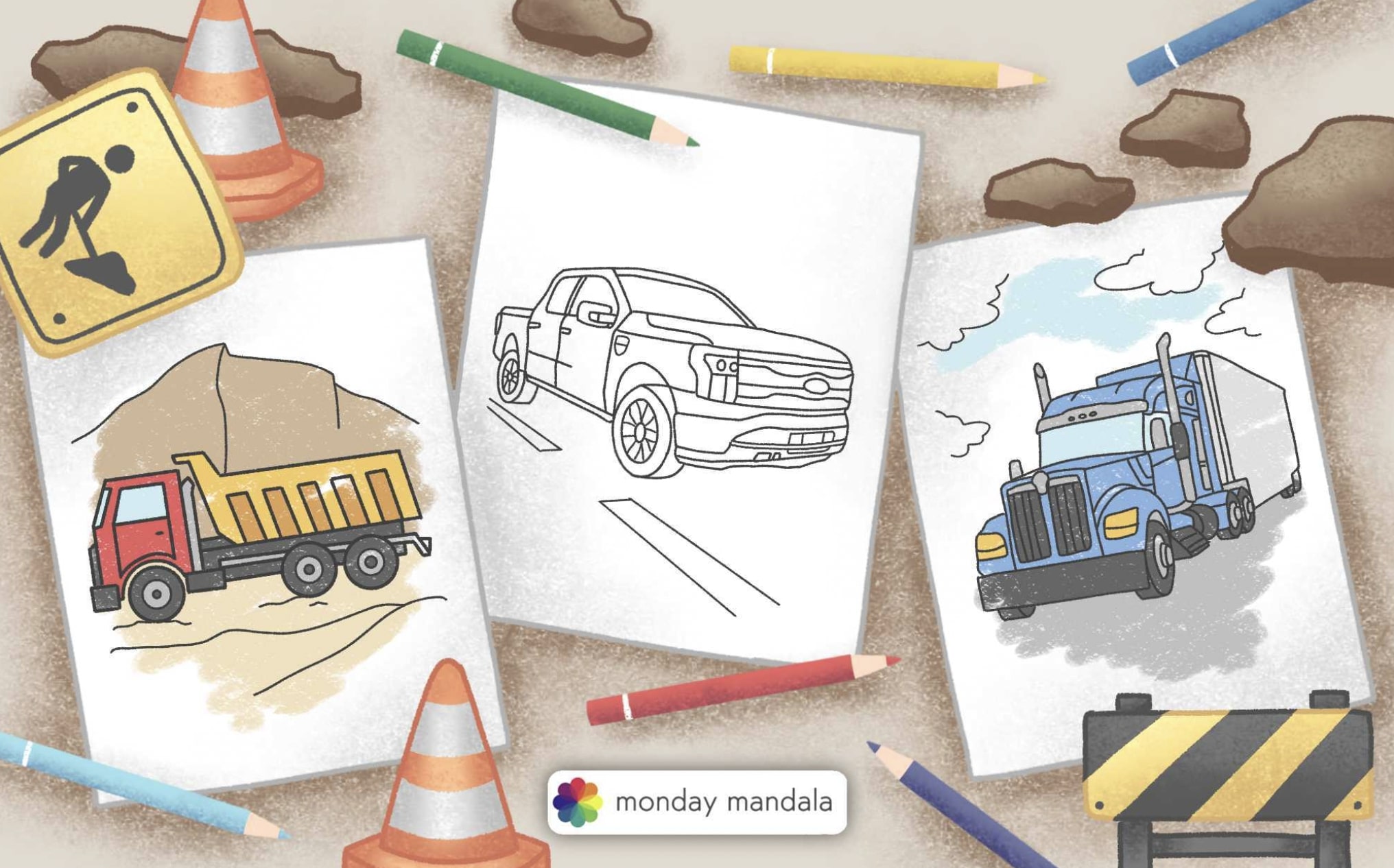 Truck coloring pages free pdf printables