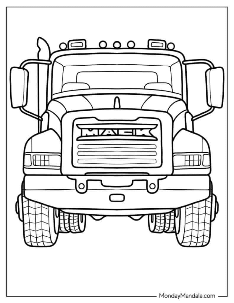 Truck coloring pages free pdf printables