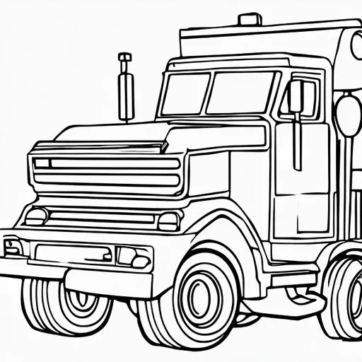 Outline of a tow truck for a coloring book