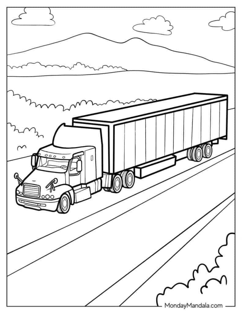 Truck coloring pages free pdf printables