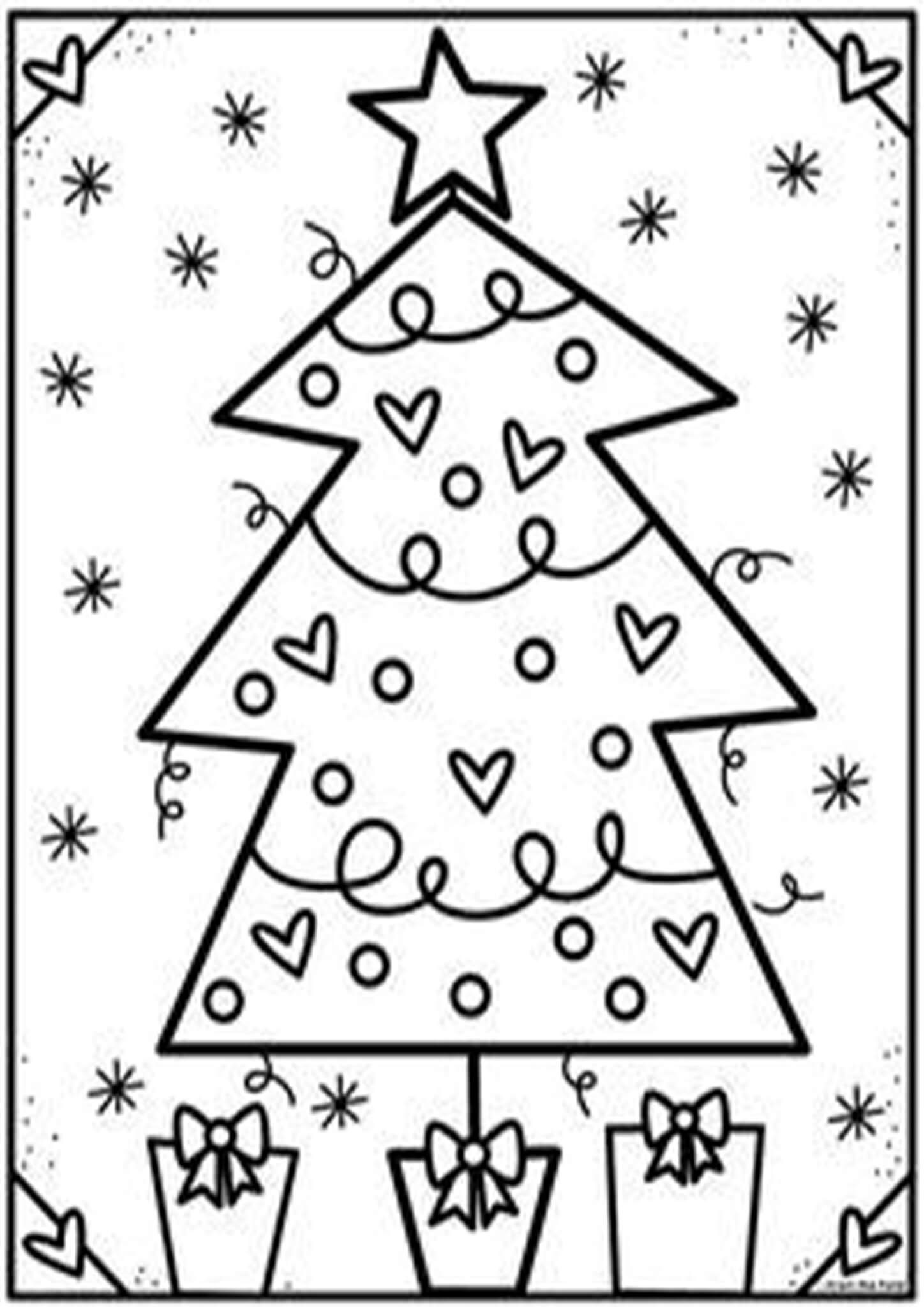 Free easy to print christmas tree coloring pages
