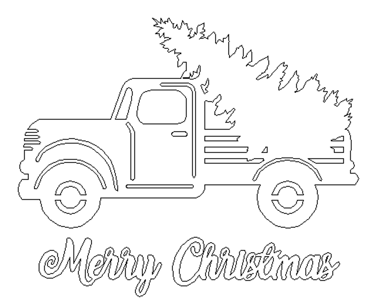 Buy merry christmas with truck cutout unfinished wood craft