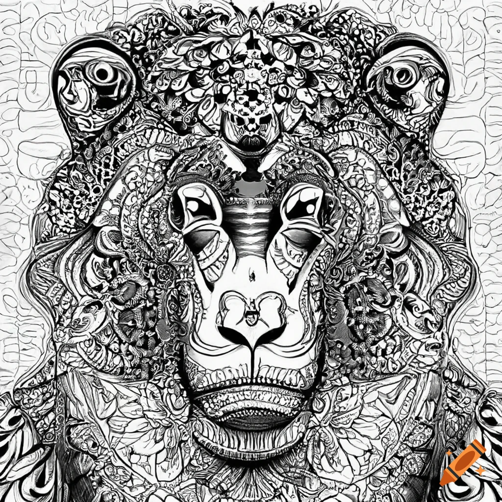 Coloring page for adults mandala monkey image sanje mangabey white background clean line art fine line art