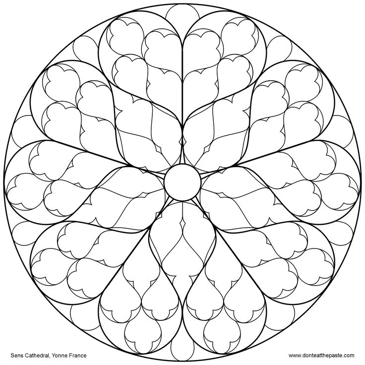 Sens cathedral rose window to color rose window mandala coloring pages coloring pages