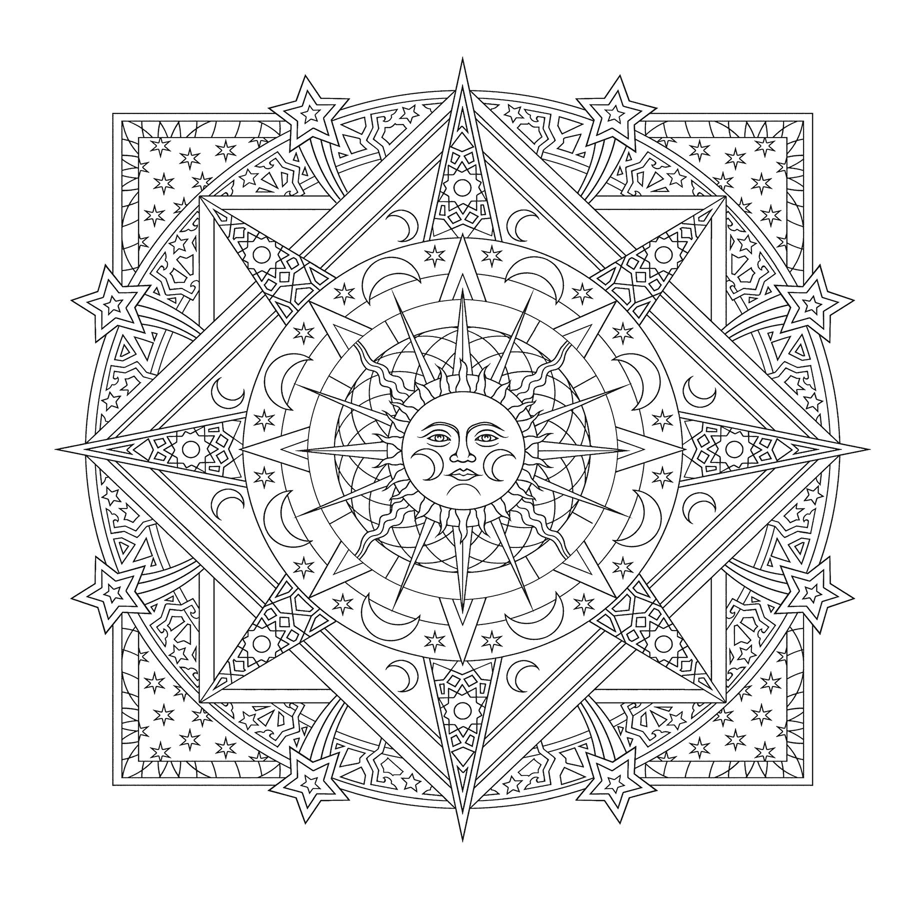 Celestial mandalas coloring book