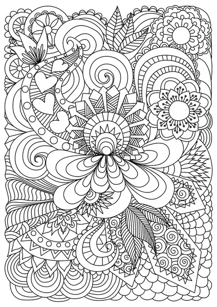 Hand drawn zentangle floral background for coloring page stock vector by somjaicindygmail