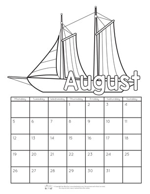 Printable calendar for kids