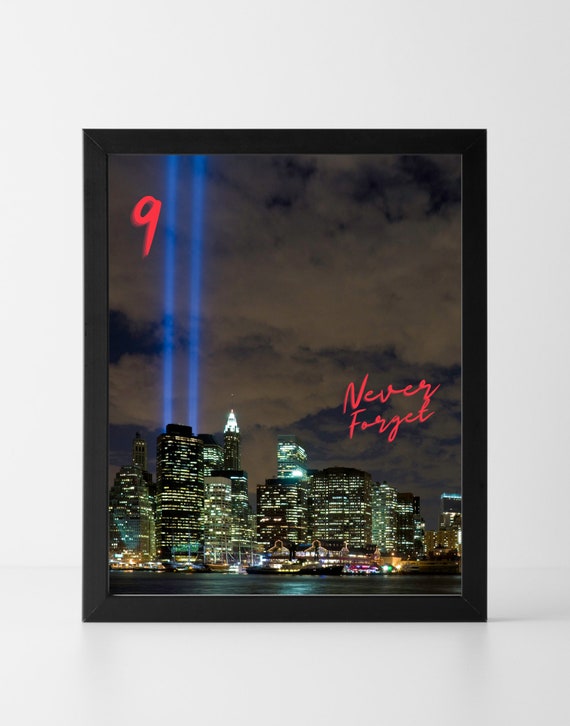 Never forget wall art twin towers light x full page color wallart home decor printable digital download poster