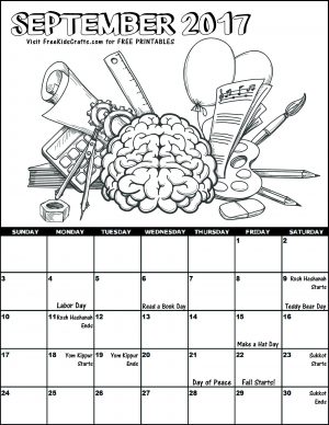 September coloring calendar