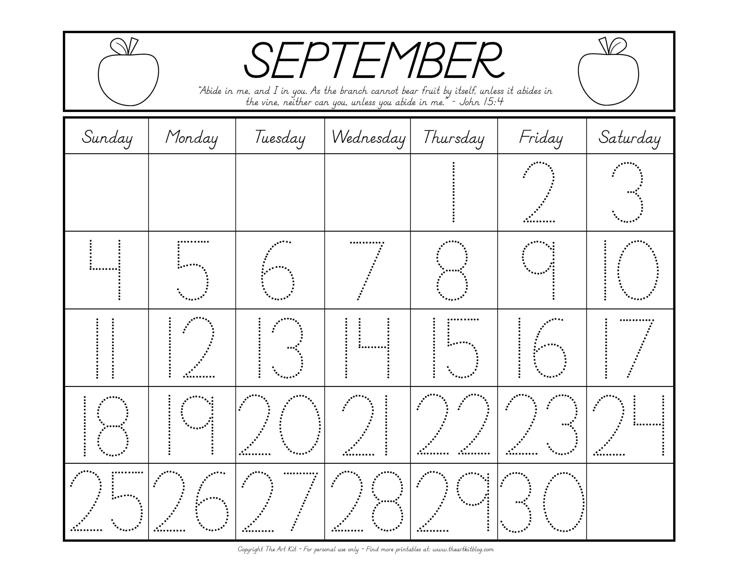 September calendar coloring page with bible verse free printable download â the art kit