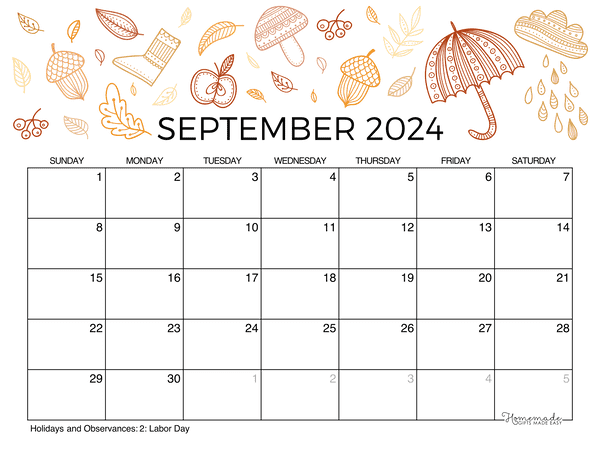 September calendar free printable with holidays