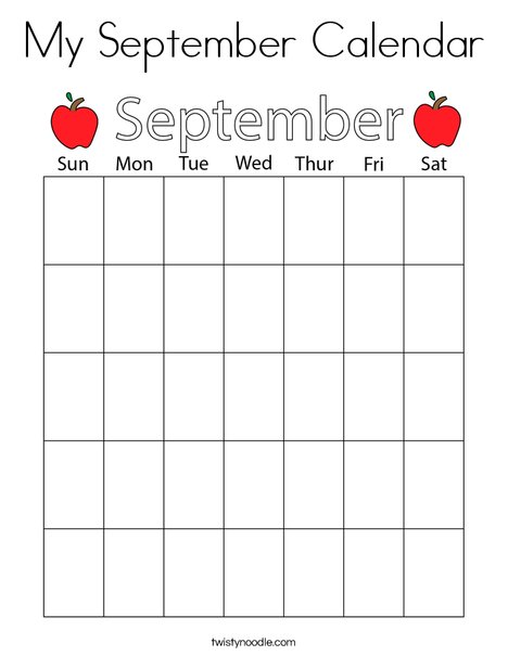 My september calendar coloring page